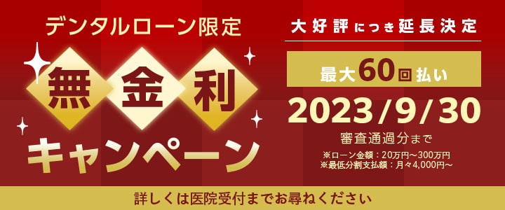 デンタルローン限定 無金利キャンペーン実施中